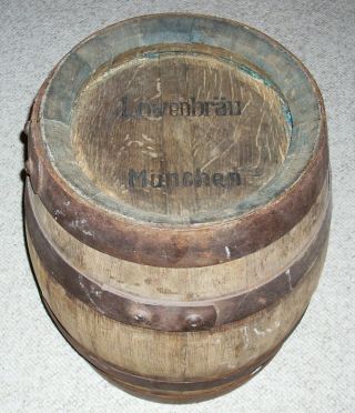 Antique Löwenbräu München Oak Wood Stave Beer Keg Barrel C.  1900’s Germany