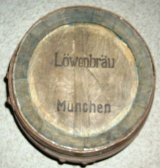 Antique Löwenbräu München Oak Wood Stave Beer Keg Barrel c.  1900’s Germany 2