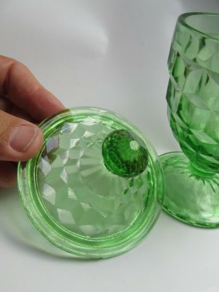 Vintage Jeanette Cube/Cubist Green Vaseline Glass Candy Dish 3