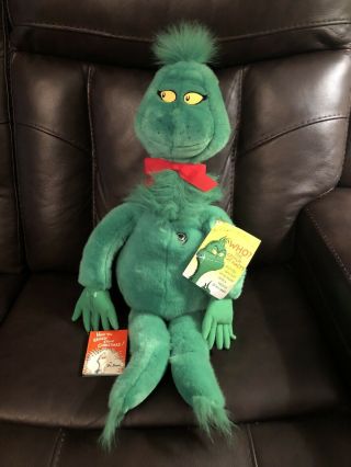Vintage Dr Seuss The Grinch 28” Plush Doll Macy S Christmas Exclusive 1997 Heart