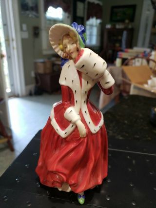 Vintage 7 1/4 " Royal Doulton Christmas Morn Red Coat Woman Figurine Hn 1992