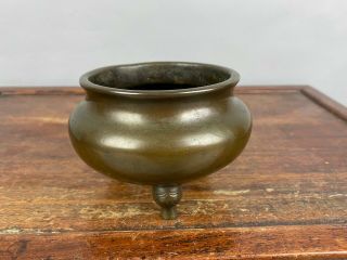 17th/18th C.  Xuande Marked Chinese Bronze Tripod Censer