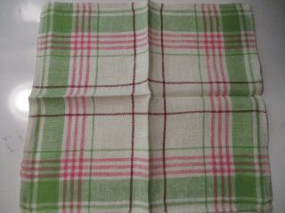 Vintage Retro Cloth Napkins Set of 5 Pink and Green Crisp Linen MCM Tableware 2