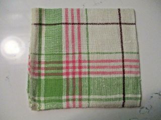 Vintage Retro Cloth Napkins Set of 5 Pink and Green Crisp Linen MCM Tableware 3