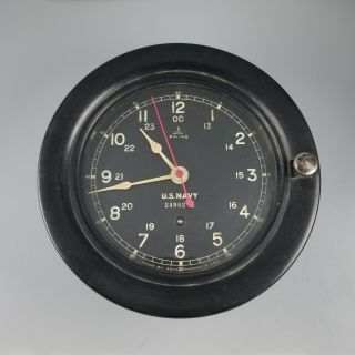 Wwii 1942 Vintage Seth Thomas Us Navy Military Ships Clock – Runs Good