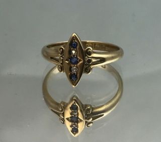 Antique Victorian 18ct Gold Sapphire & Diamond Ring Birmingham 1900
