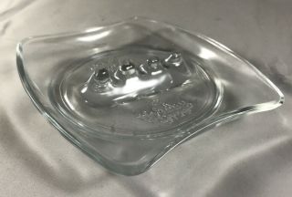 Holiday Inn Hotel Clear Glass Embossed 3 Rest Ashtray 5 " X 5 " Vintage Mcm