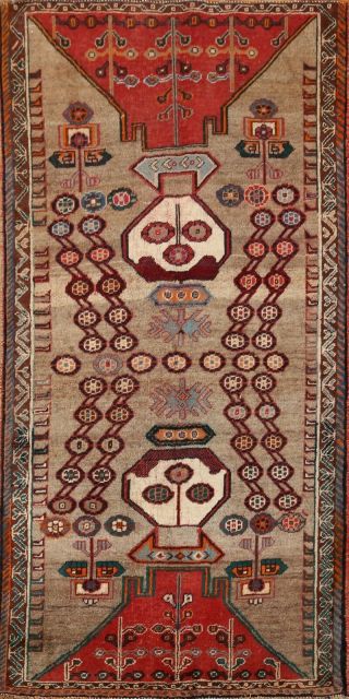 Tribal Semi Antique Geometric Kashkoli Area Rug Oriental Hand - Knotted Wool 3x6