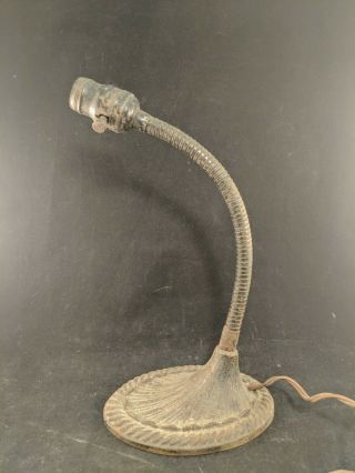 Vintage Eagle Gooseneck Desk Lamp Cast Iron Metal Base
