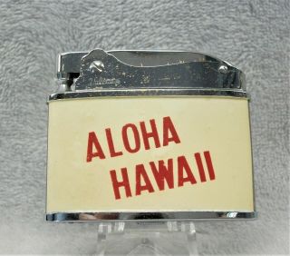 Vintage Aloha Hawaii The 50th.  State Flat Advertising Lighter Htf Lqqk Unfired