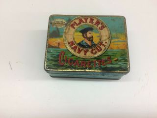 Vintage Players Navy Cut Tobacco Casket Canister Advertising Tin 4x31/8x11/2
