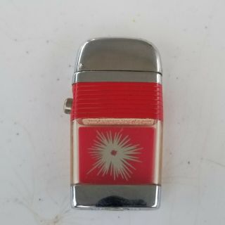 Vintage Scripto Red Mini Vu Lighter With Bullet Hole