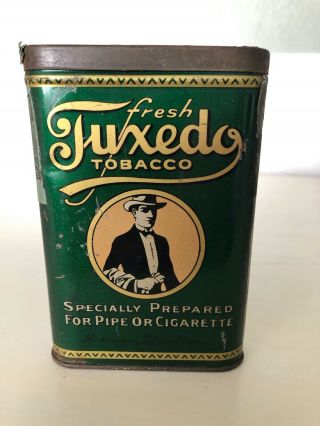 Vintage Tuxedo Smoking Tobacco Advertising Pocket Tin Can
