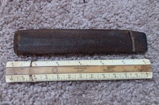 Vintage Keuffel & Esser Ny Paragon 1420p Engineers Pocket Ruler W/ Leather Case