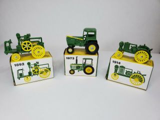 Vintage Boxed Set Eight John Deere Miniature Toy Tractors Die Cast By Ertl 1/64