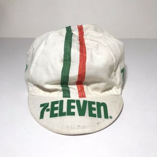 7 - Eleven Vintage Cycling Cap White Retro Classic Look Bicycle Cap