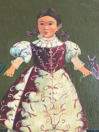 Antique vintage Agapito Labios Oil Painting Mexican Mexico Portrait Girl Child 2