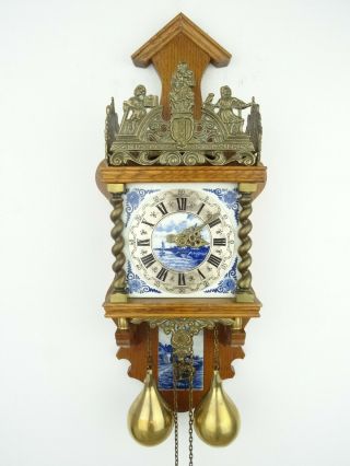 Zaanse Delft Big Dutch Wall Clock Vintage Antique Holland (warmink Wuba Era)