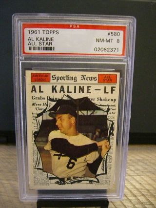1961 Topps All - Star 580 Al Kaline / Tigers / Psa 8 / Combined