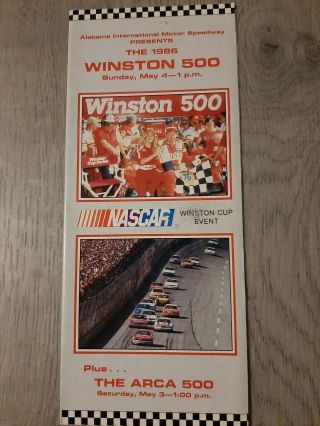 Vintage Nascar 1986 Talladega Winston 500 Ticket Brochure Bobby Allison Win