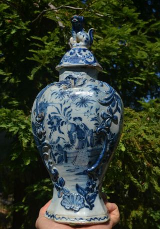 18th Century Delft Blue And White Covered Urn Delftware Japanese Chinese Taste