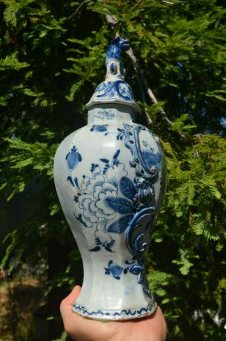 18th Century Delft Blue and White Covered Urn Delftware Japanese Chinese Taste 3