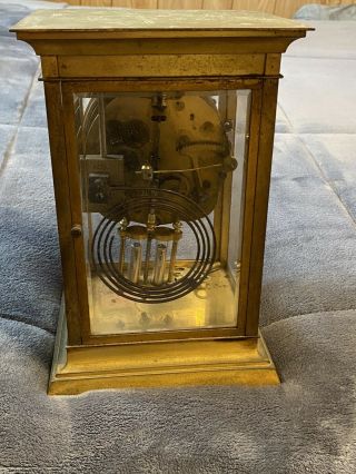 Antique Ansonia Brass Mantle Clock Pendulum/Glass With Key - FOR REPAIR 2