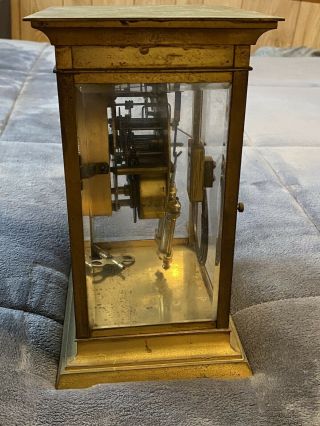 Antique Ansonia Brass Mantle Clock Pendulum/Glass With Key - FOR REPAIR 3
