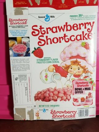 Rare Vintage 1985 Strawberry Shortcake Cereal Box With Cup & Bowl Mail Offer