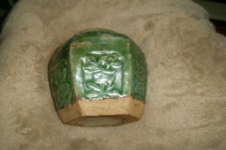 Vintage Green Glaze Chinese/oriental Hexagonal Ginger Jar/ceramic Pot - Collect.
