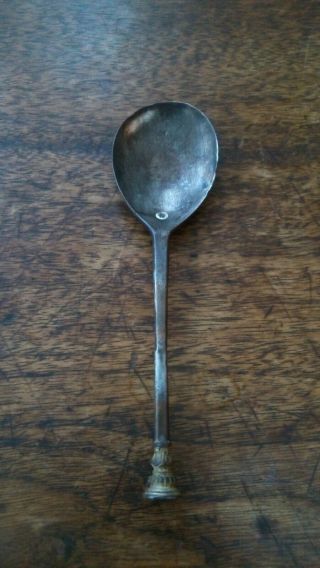 16th - 17th Century Silver Gold Gilt Seal Top Spoon Uk Metal Detecting Find Rare