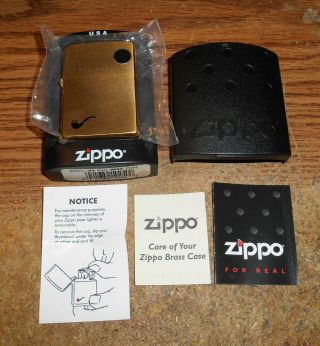 2004 Zippo Solid Brass Full Size Pipe Lighter/nib/tough