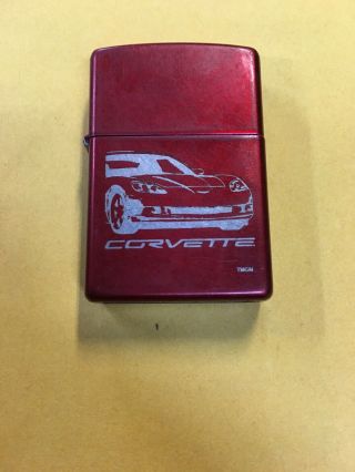 Chevy Corvette Zippo Lighter Candy Apple Red Retired Just Add Fluid