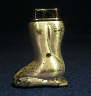 Vintage Woman Nude Figural Lighter Boob Light Up Copper 2 1/4 