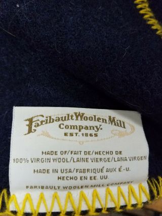 Vintage Us Navy Blanket By Faribault Woolen Mills 100 Virgin Wool,  Made In Usa