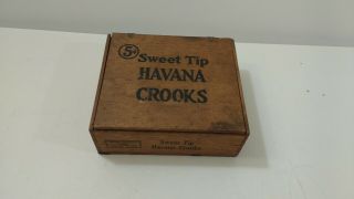 Vintage Wooden Cigar Box - Sweet Tip Havana Cooks 5 Cents