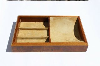 Vintage Brooks Brothers Burl Wood Desk Dresser Valet / Wooden Box Made In Italy