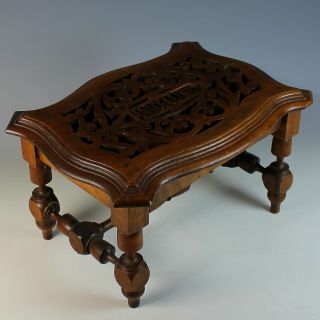 Antique Hand Carved Wood Bench.  Foot Stool,  Very Unique