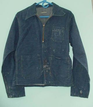 1940s - 1950s Vintage Us Navy Denim Shirt Stenciled Workwear Usn