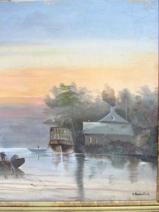 ANTIQUE FINE LAKE GEORGE NY SCENE LANDSCAPE OIL PAINTING,  LARGE,  BY ROSENTHAL 3