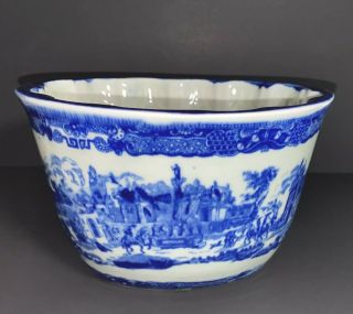Vintage Victoria Ware Ironstone Flow Blue Oval Bowl Planter/container