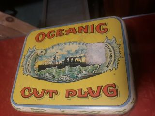 Vintage Tobacco Tin Oceanic Cut Plug Scotten Dillon Co Detroit Michigan 3