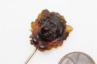 Antique Victorian Gold Hand Carved Natural Shell Cupid / Eros Cameo Stickpin