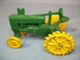 Vintage Cast Iron John Deere Toy Farm Tractor