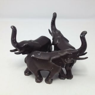 Vintage Bronzart 3 Elephants Figurine Cast Metal 5 1/2 "