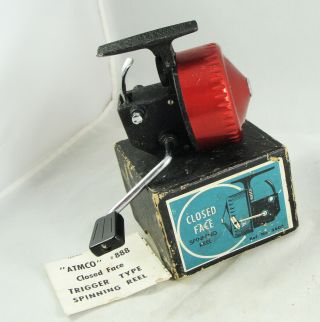 Old Vintage Atmco No.  888 Closed Face Spinning Reel,  Box,  Paper
