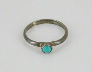 Vintage Southwestern Sterling Silver Turquoise Baby Ring Size 1/2