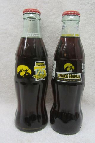 2 Vintage Full Iowa Hawkeyes Kinnick Stadium Coca Cola 8 Oz Bottles 2004 2006