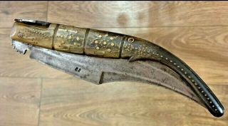 19th century antique Navaja folding knife from France 43,  5 cm or 17,  12 inches 2