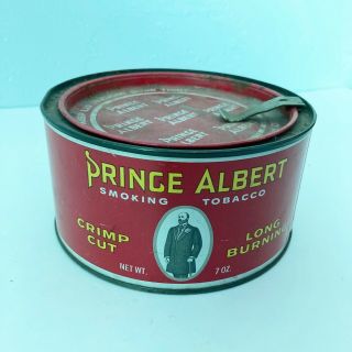 Vintage Red Prince Albert Crimp Cut Pipe Cigarette Tobacco 7oz Tin Can & Opener